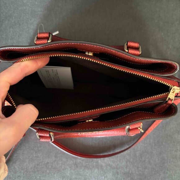 Coach Mini Sage Carryall Purse, Metallic Ruby Red Crossbody Handbag - Picture 5 of 10